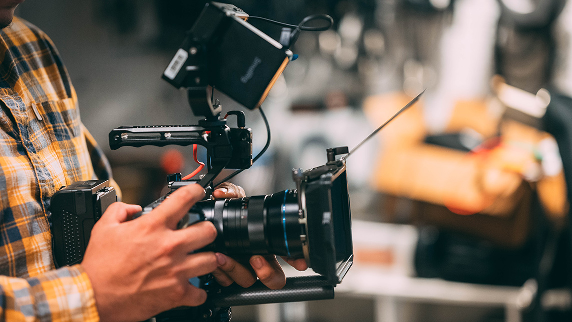 Close-up on a video camera.